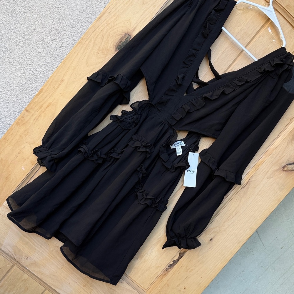 Black Ruffled Mini Dress